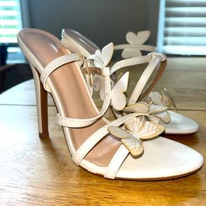 White butterfly high heels